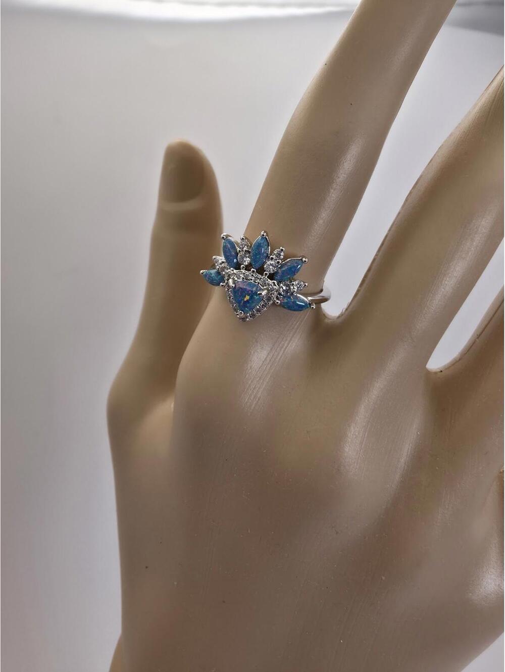 Ring Bomb Party Rbp6563 Now Let's Begin Emerald Fire Opal Size 7 Plated Silver - Picture 7 of 7